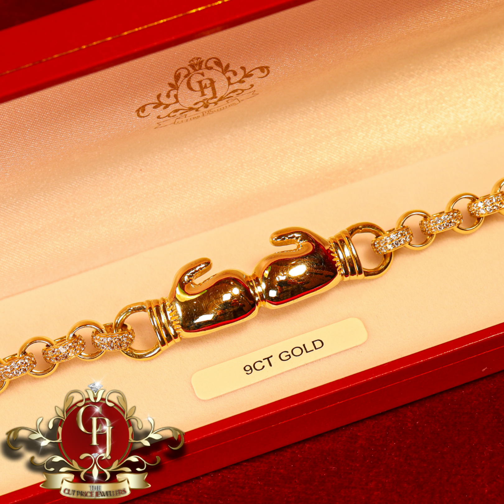 9ct Gold Boxing Glove Belcher Bracelet