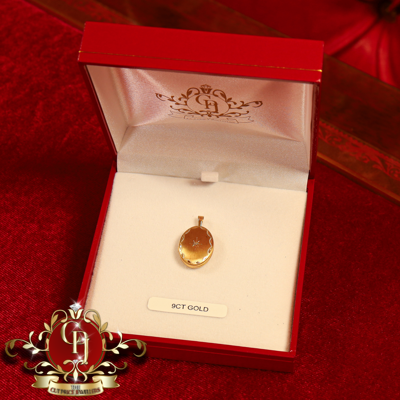 9ct Gold Locket with Cubic Zirconia