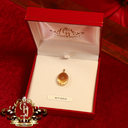 9ct Gold Locket with Cubic Zirconia | The Cut Price Jewellers
