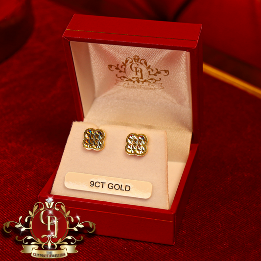 9ct Gold Clover Earrings | The Cut Price Jewellers