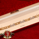 9ct Gold Flat-Link Bracelet with Double Glove Cubic Zirconia