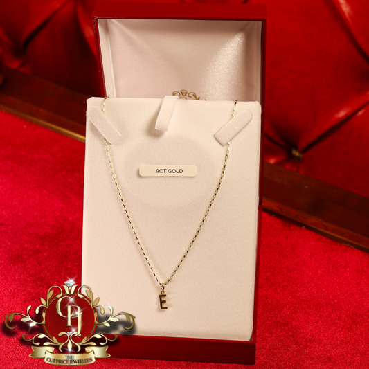 9ct Gold "E" with Standard Chain | The Cut Price Jewellers