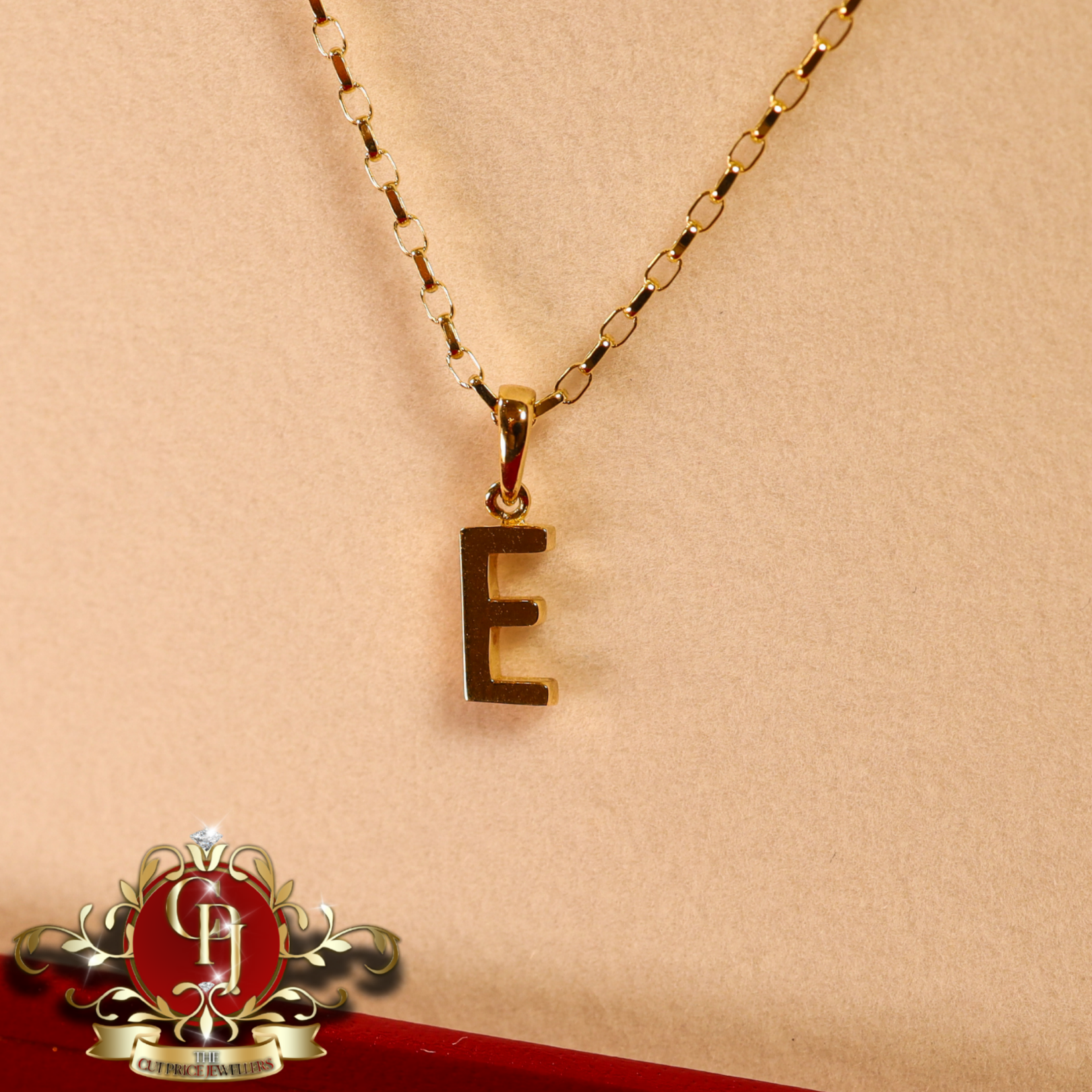 9ct Gold "E" with Standard Chain