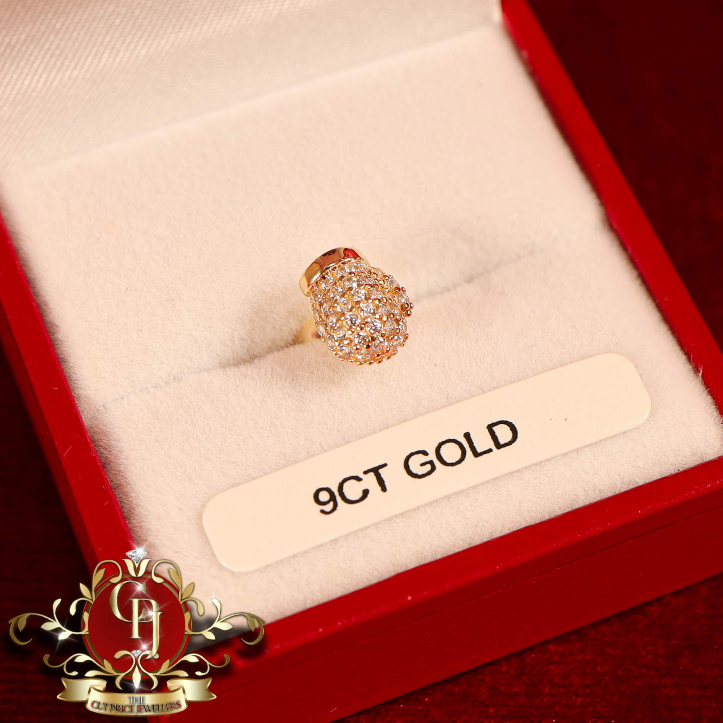 9ct Gold Boxing Glove Stud with CZ | The Cut Price Jewellers