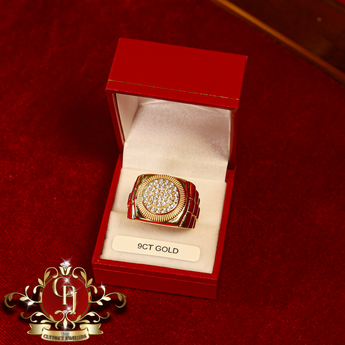 9ct Gold Rolex-Inspired "Louis" Ring with Cubic Zirconia | The Cut Price Jewellers