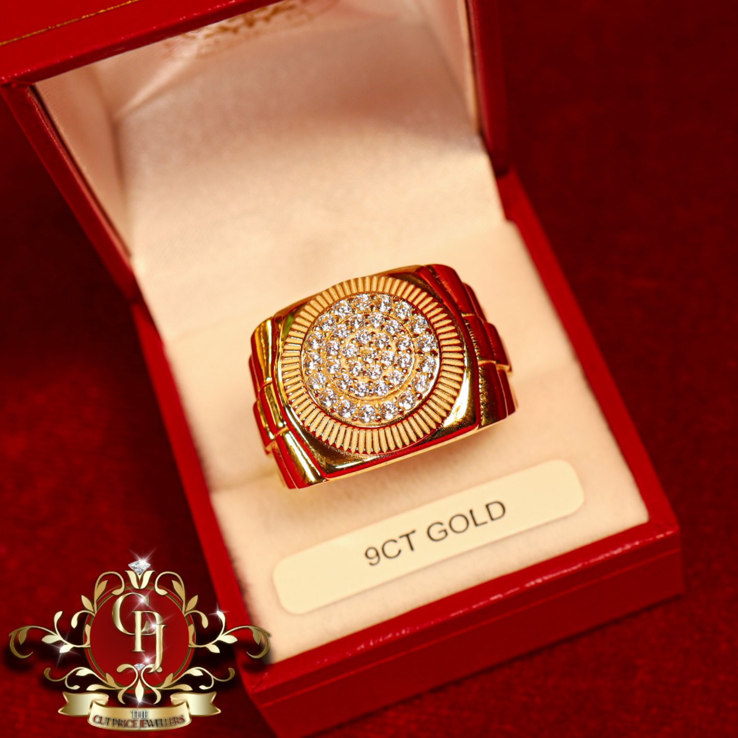 9ct Gold Rolex-Inspired "Louis" Ring with Cubic Zirconia | The Cut Price Jewellers