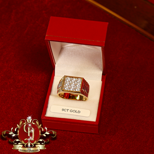 9ct Gold Rolex-Inspired "Tony" Ring with Cubic Zirconia | The Cut Price Jewellers