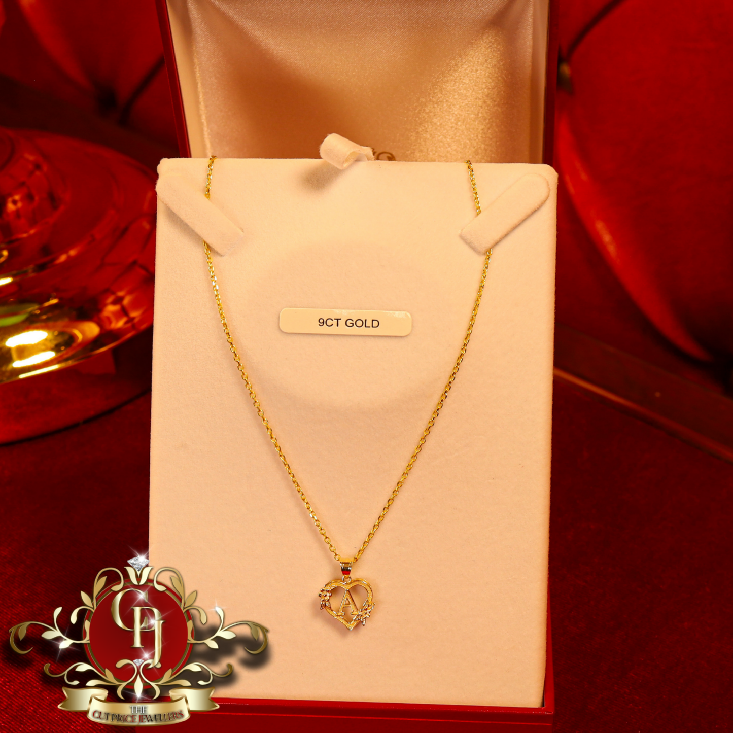 9ct Heart Initial Chain (A-Z available) | The Cut Price Jewellers