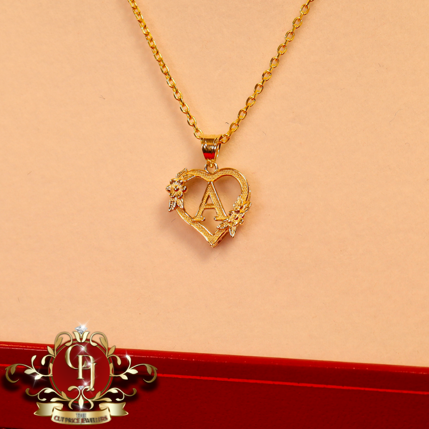 9ct Heart Initial Chain (A-Z available) | The Cut Price Jewellers