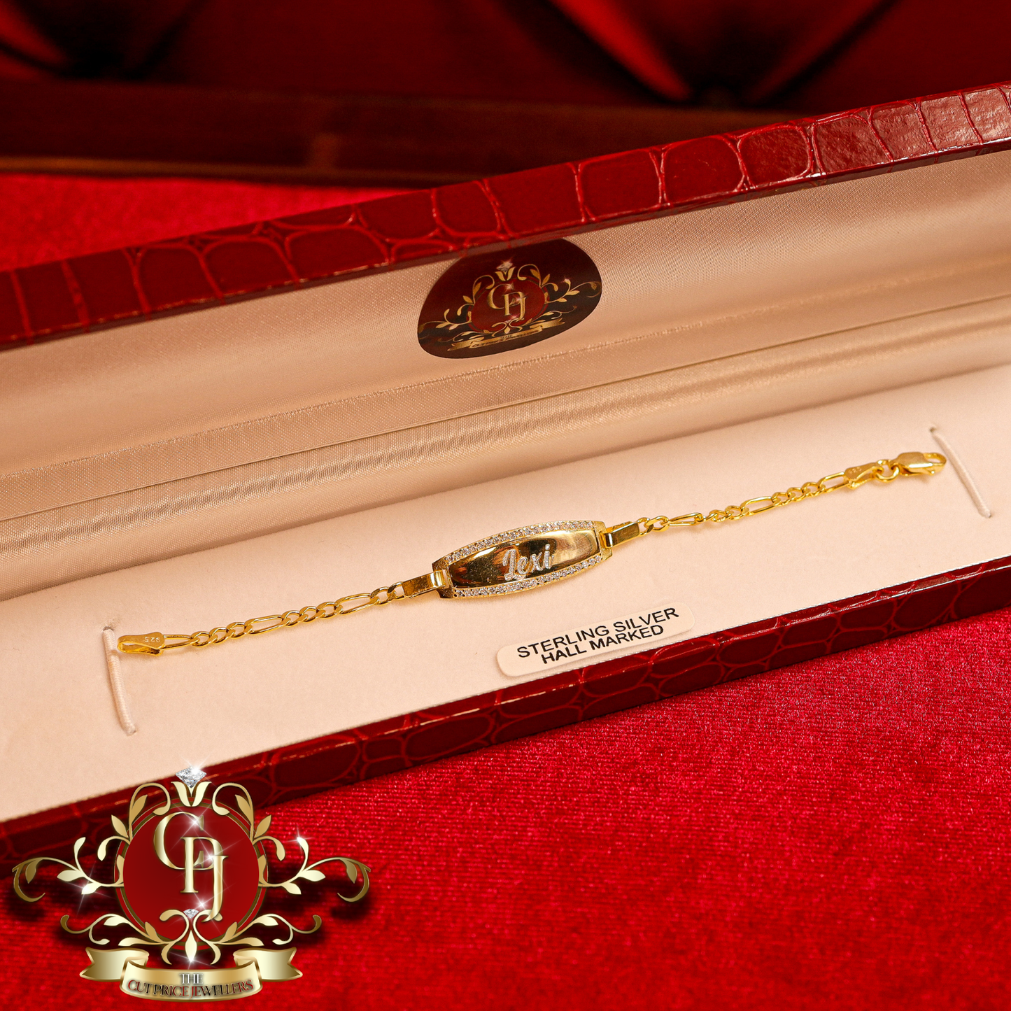 Gold-Plated Baby ID Figaro Bracelet | The Cut Price Jewellers