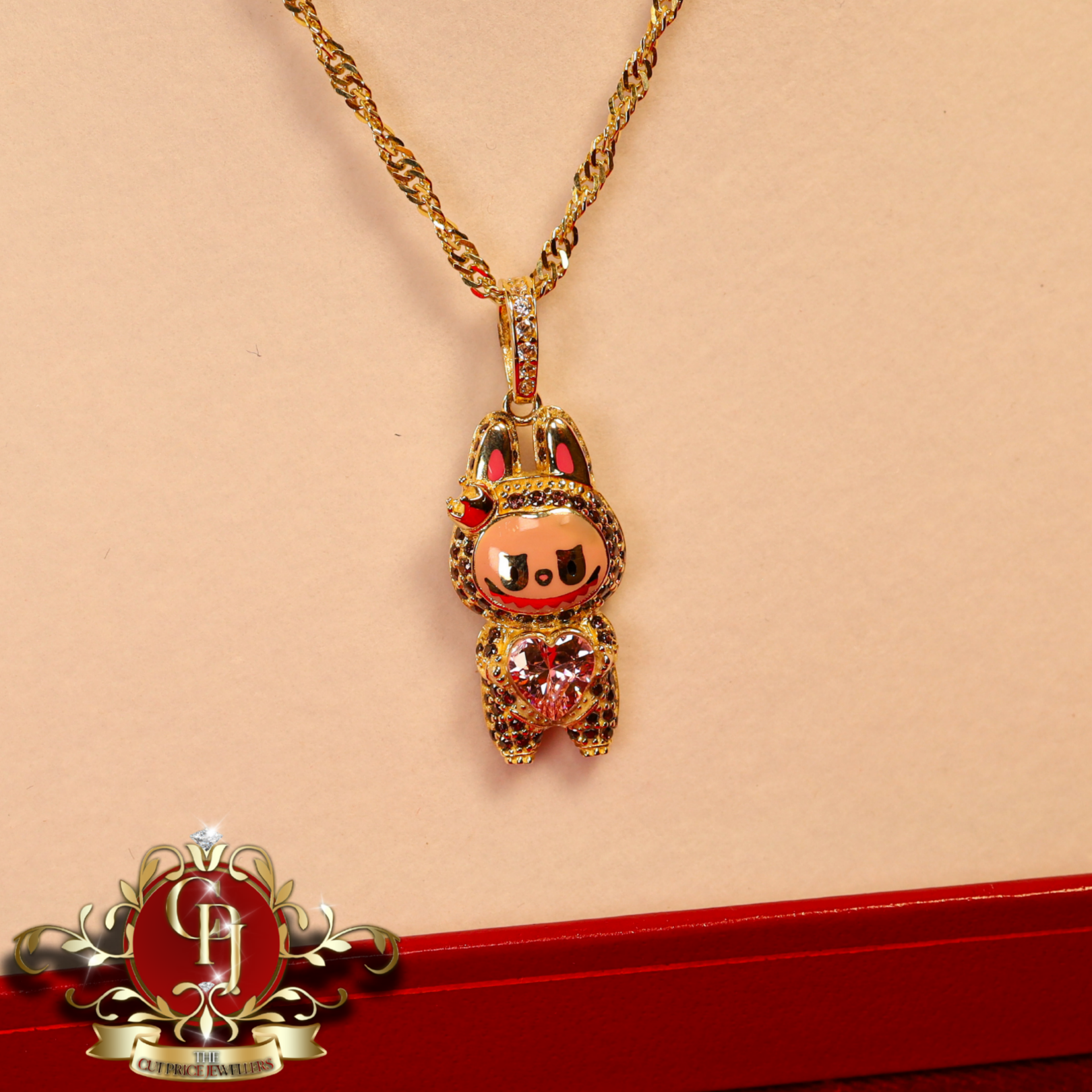 9ct Gold "Labubu" Pendant with Prince of Wales Chain