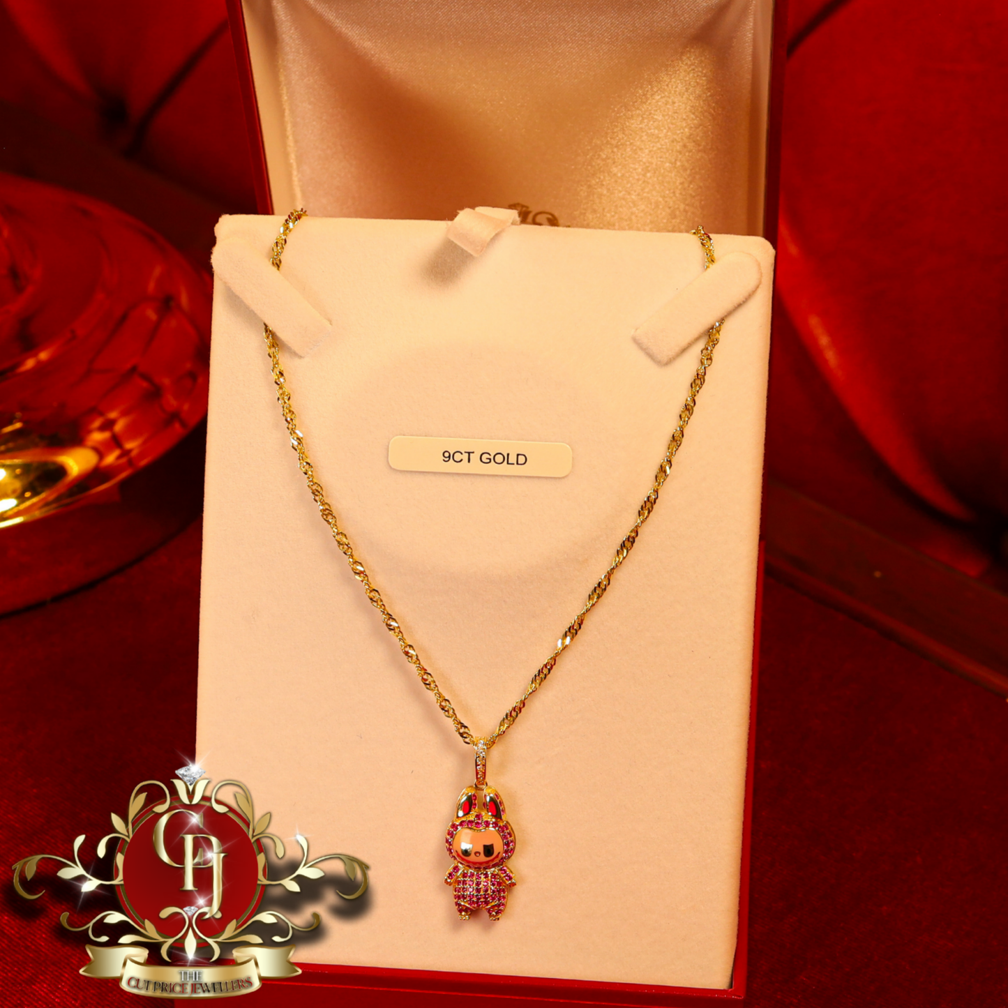 9ct Gold "Labubu" Pendant with Prince of Wales Chain | The Cut Price Jewellers