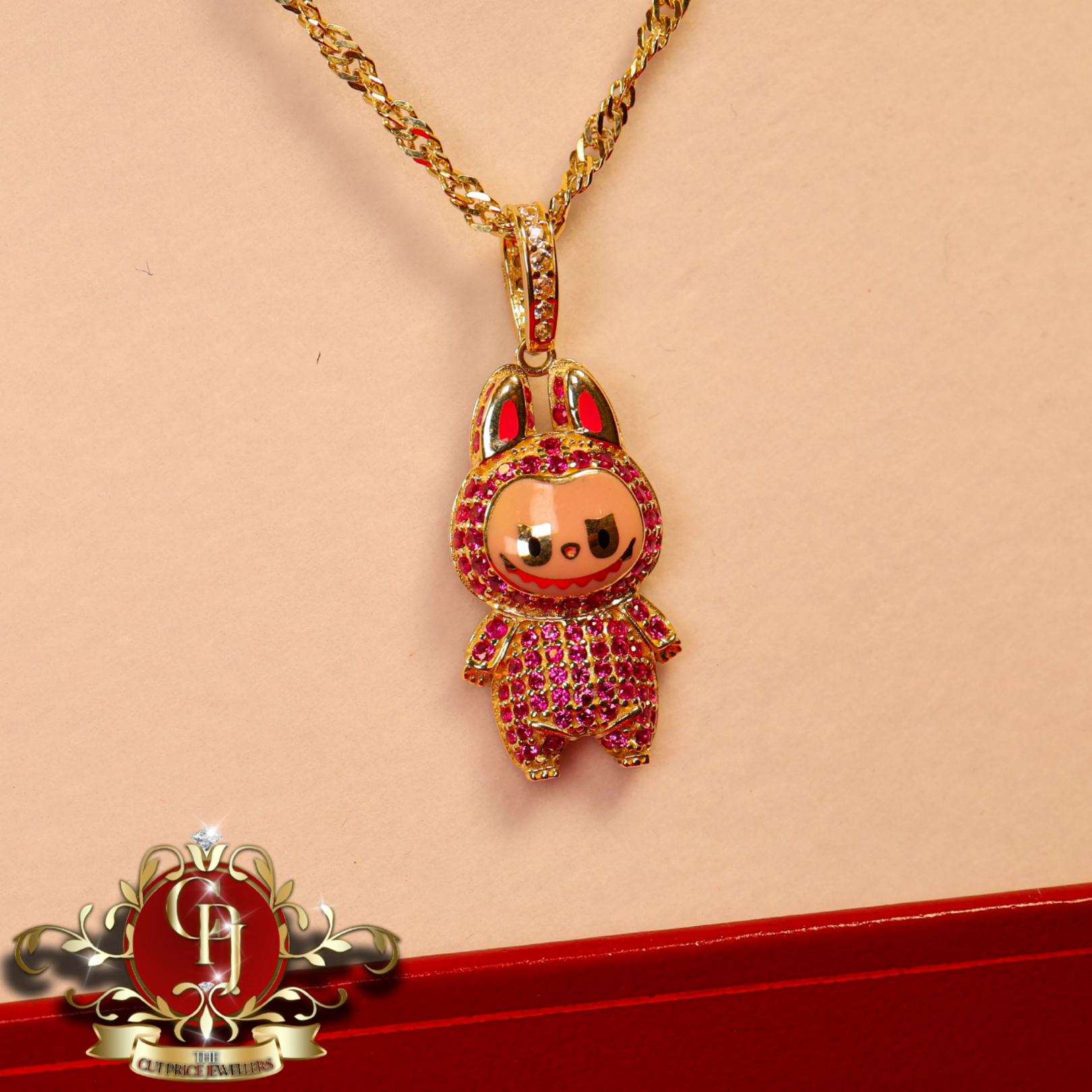 9ct Gold "Labubu" Pendant with Prince of Wales Chain