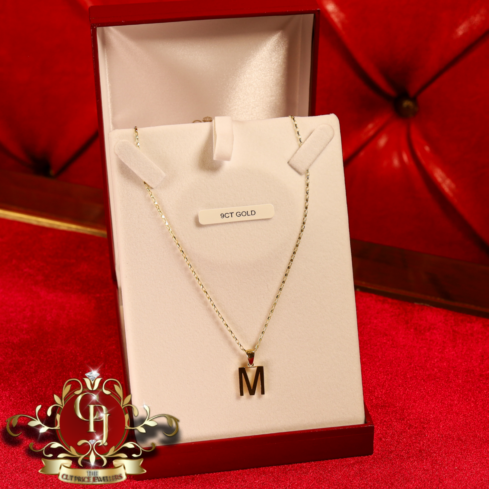 9ct Gold "M" with Standard Chain