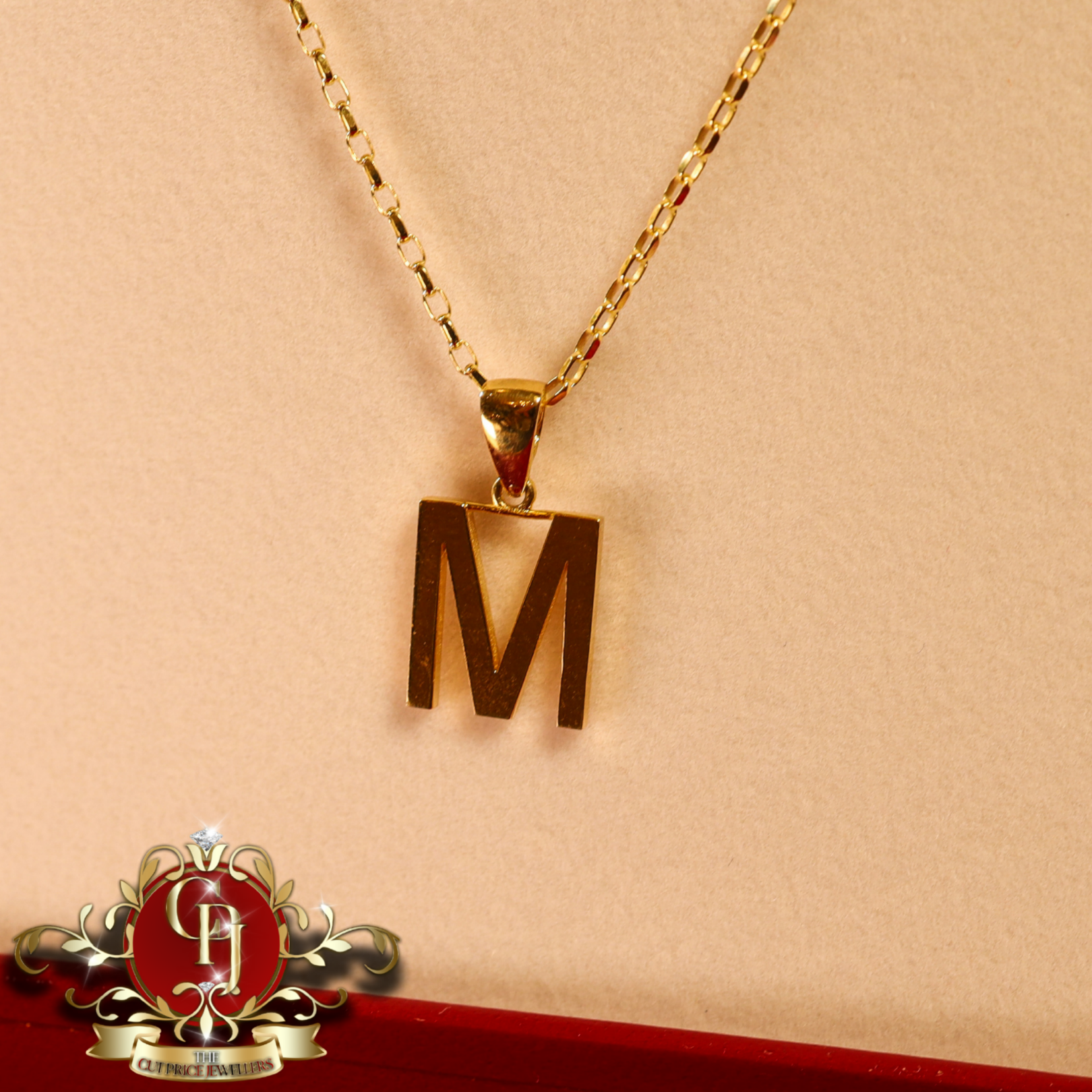 9ct Gold "M" with Standard Chain