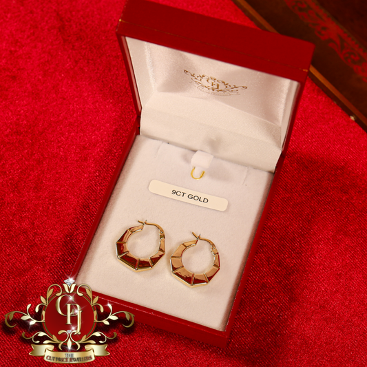 9ct Gold "Mary Jane" Hoops | The Cut Price Jewellers