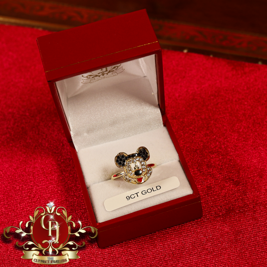 9ct "Mickey Mouse" Ring with Cubic Zirconia | The Cut Price Jewellers