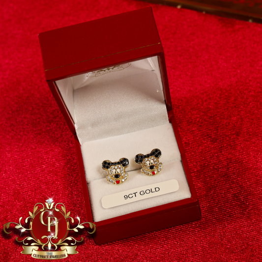 9ct Gold "Mickey Mouse" Stud Earrings | The Cut Price Jewellers