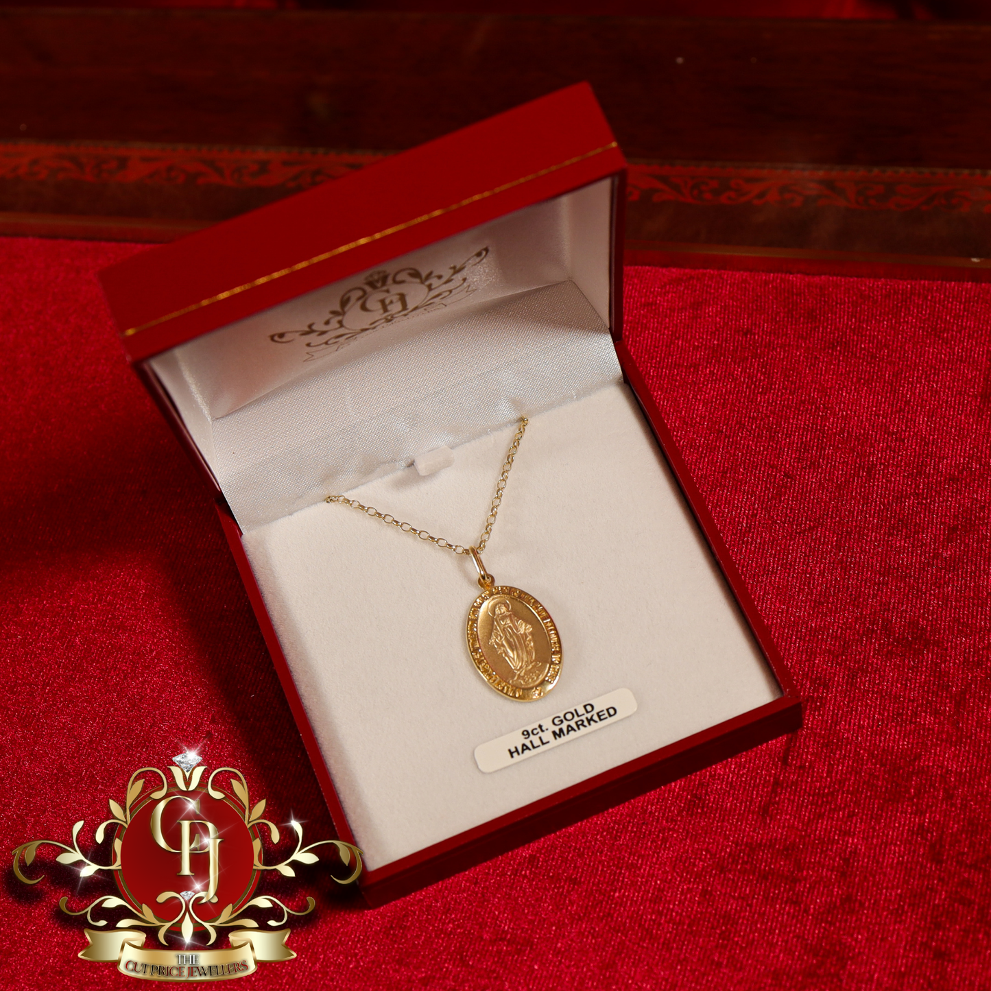 9ct Gold Miraculous Medal with Standard Chain | The Cut Price Jewellers