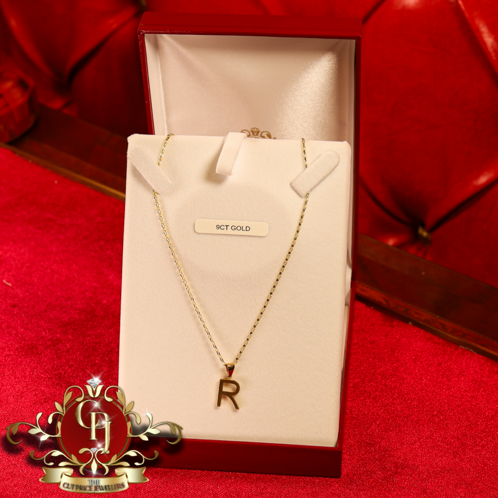 9ct Gold "R" with Standard Chain