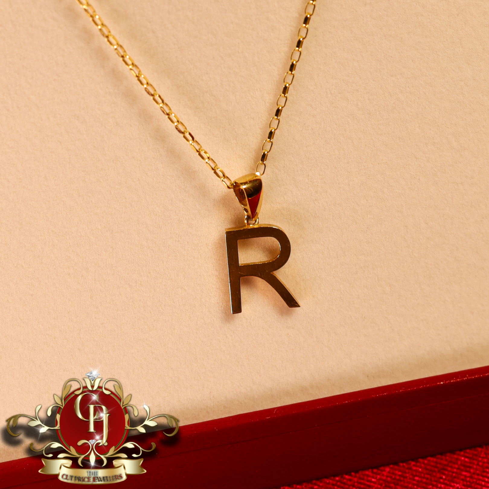 9ct Gold "R" with Standard Chain