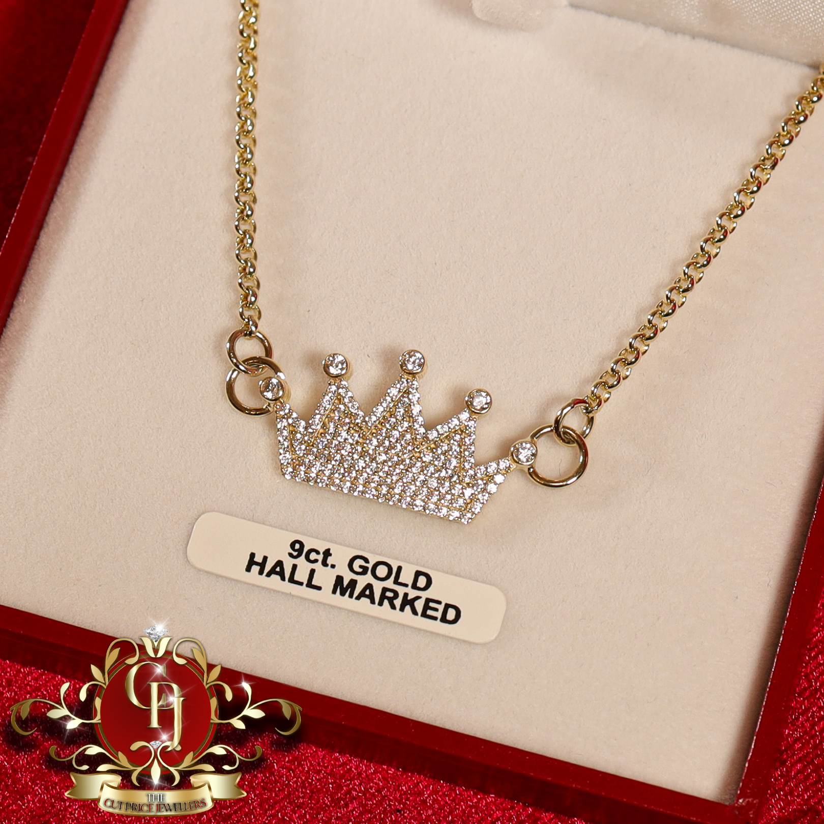 "Royalty" 9ct Gold Belcher Chain with Cubic Zirconia