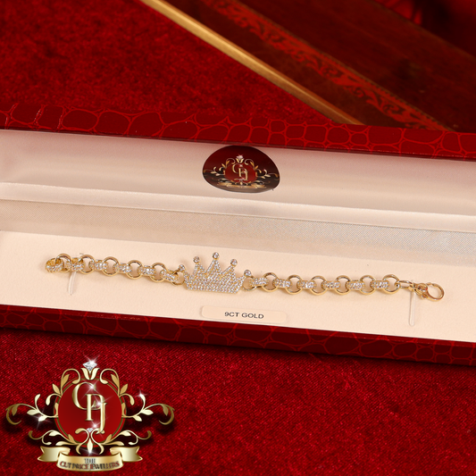 "Royalty" 9ct Gold Belcher Bracelet with Cubic Zirconia | The Cut Price Jewellers