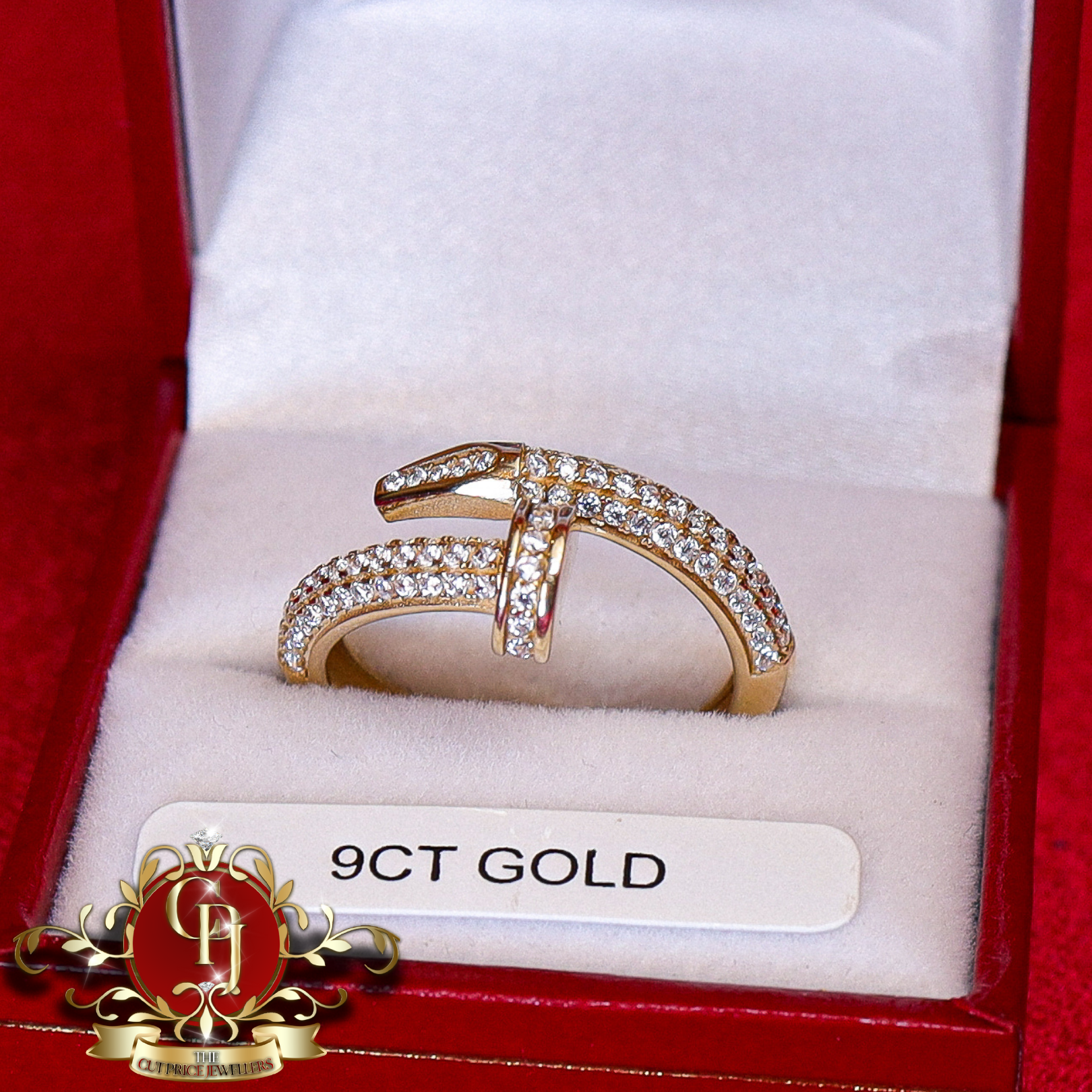 9ct Screw Ring with Cubic Zirconia