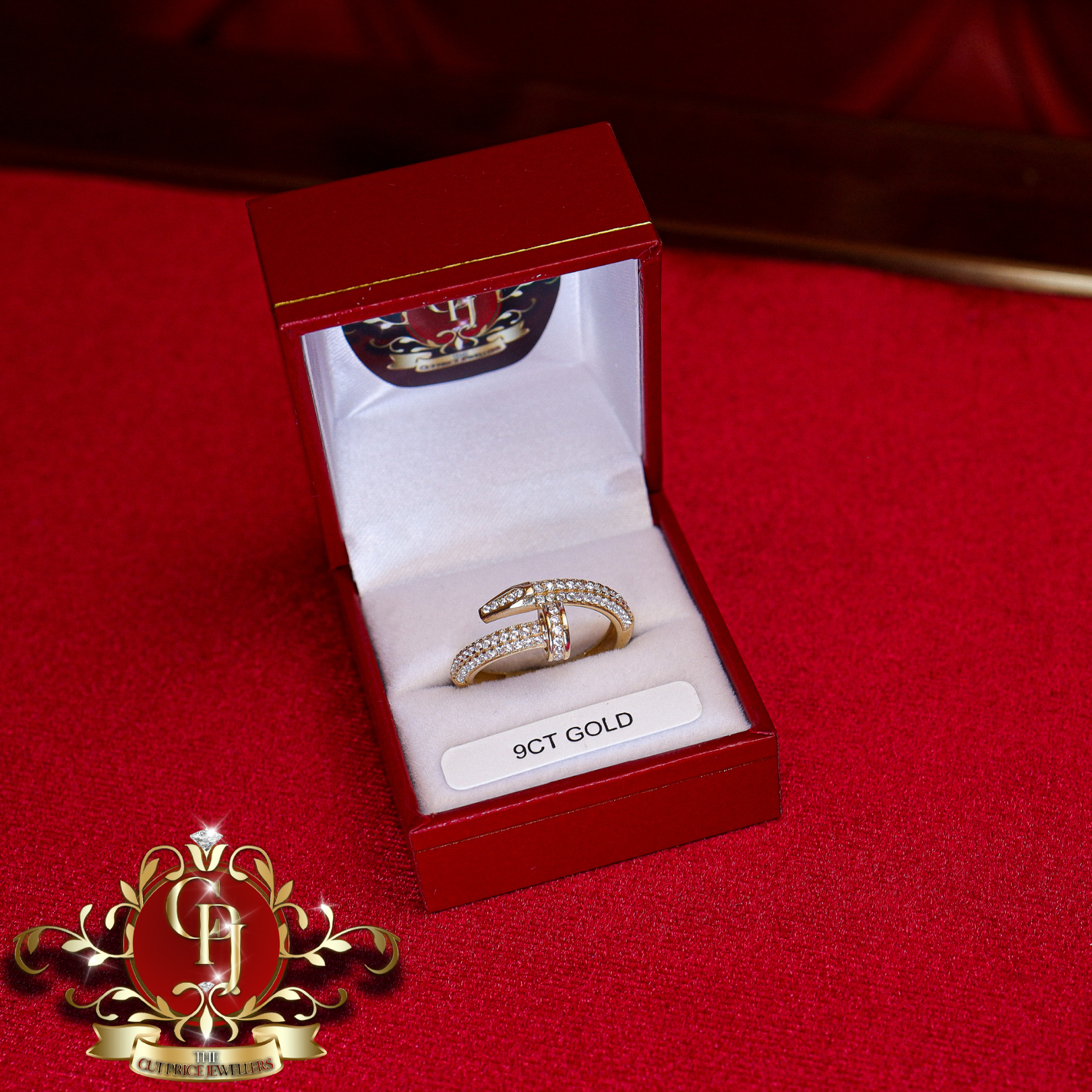 9ct Screw Ring with Cubic Zirconia