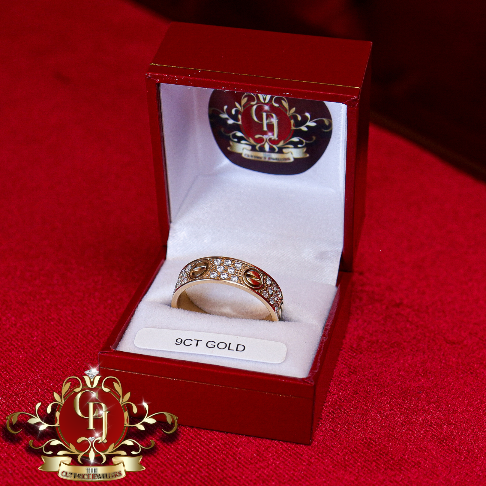 9ct Screwhead Ring with Cubic Zirconia