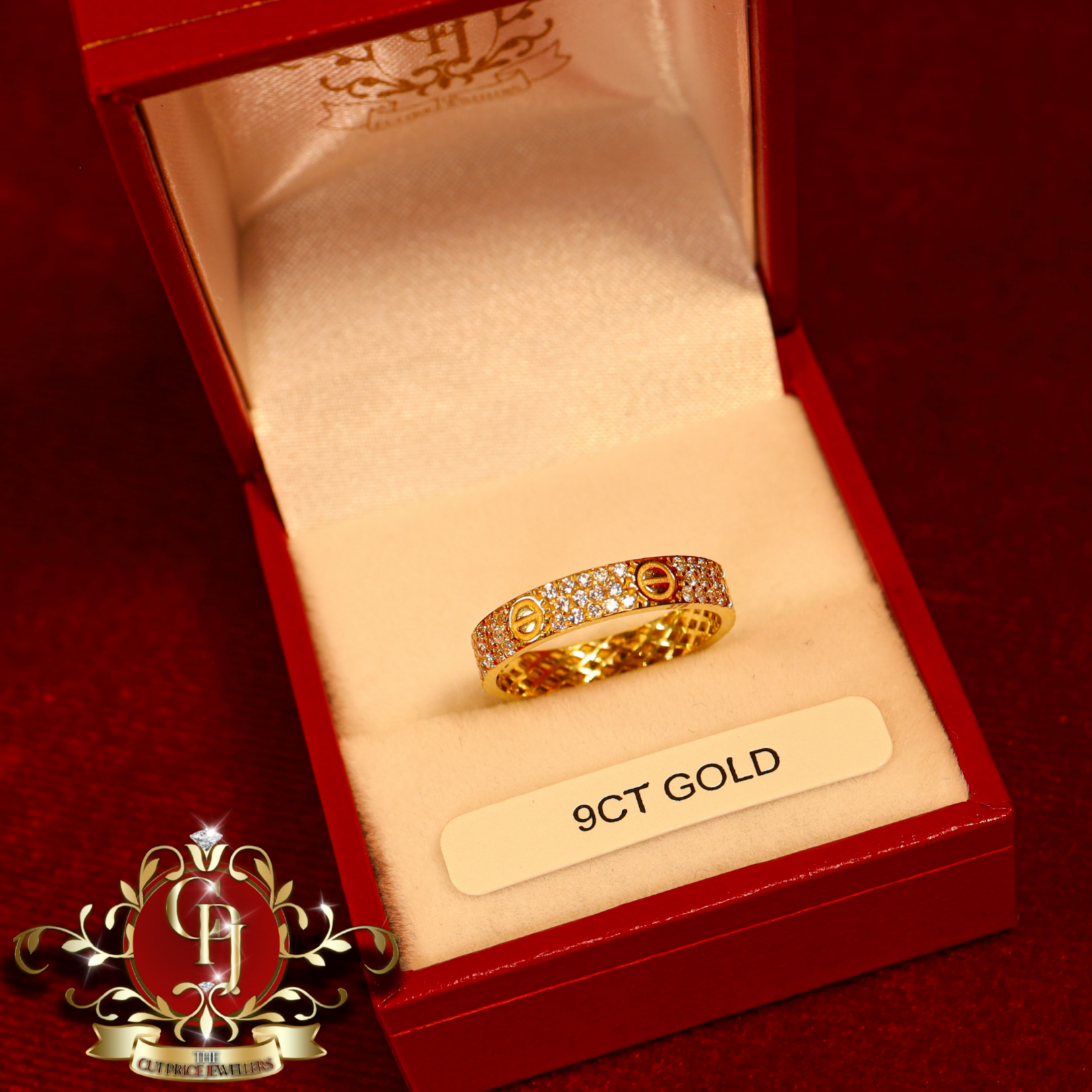 9ct CZ Screwhead Ring