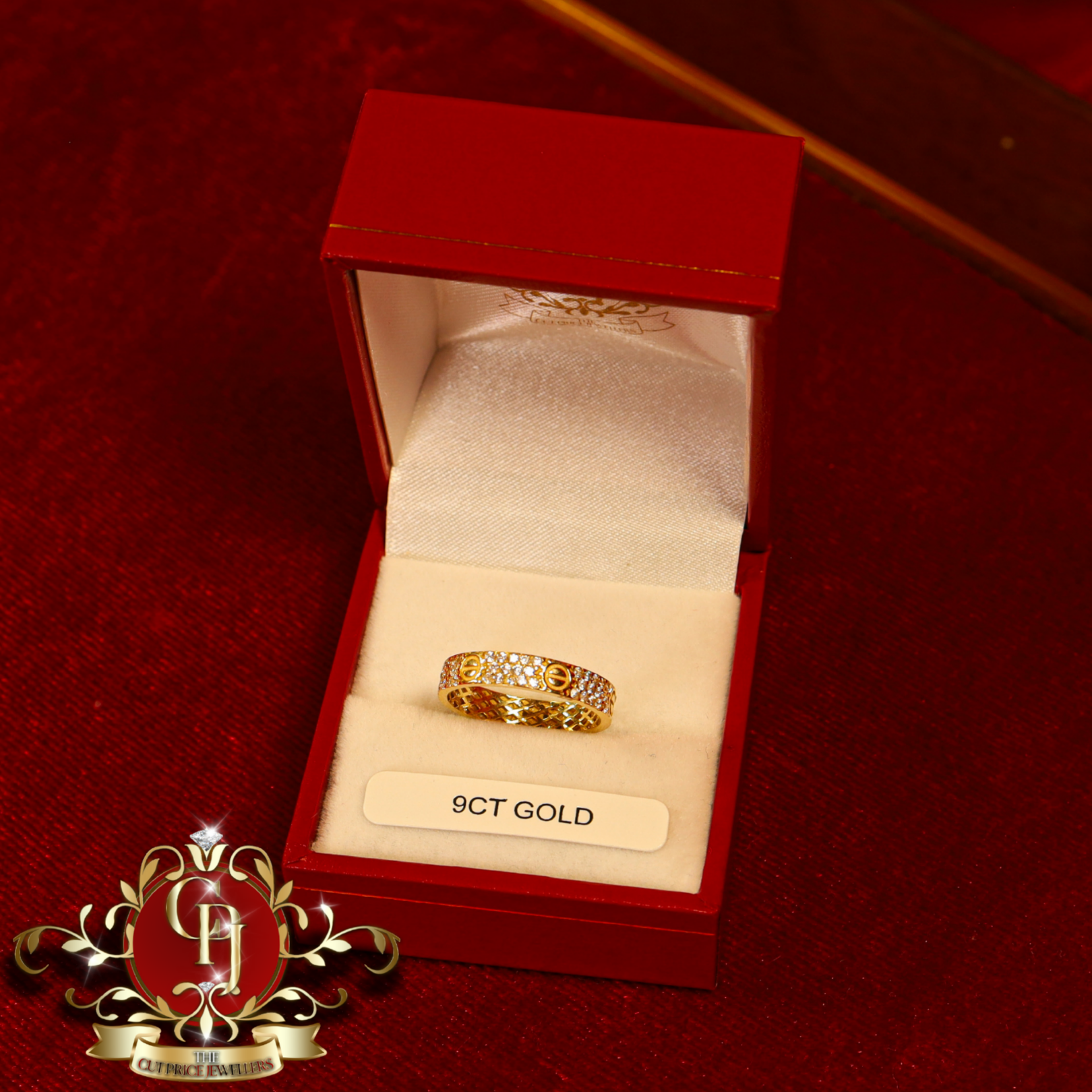 9ct CZ Screwhead Ring
