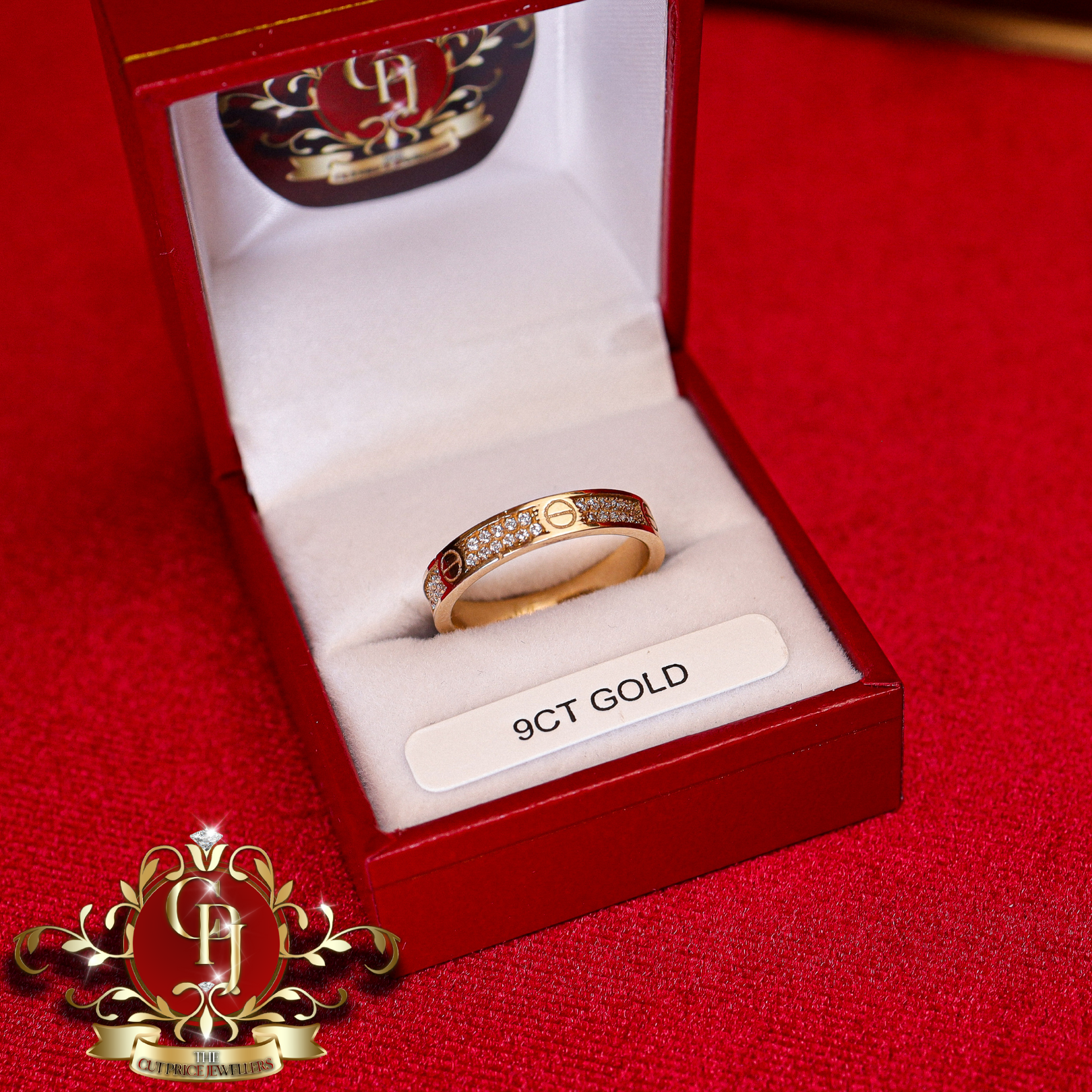 9ct Screwhead Ring with Cubic Zirconia