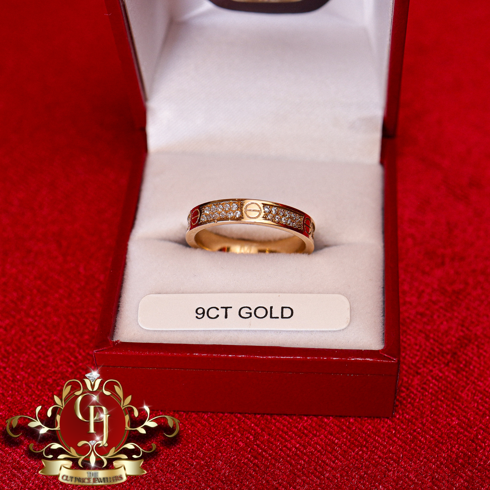 9ct Screwhead Ring with Cubic Zirconia