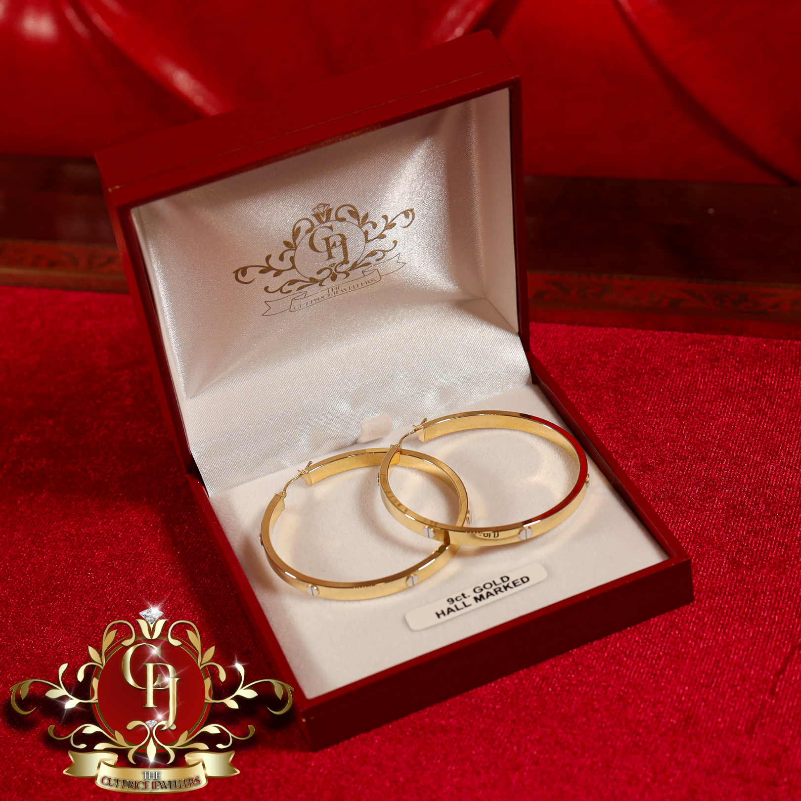9ct Gold Screwhead Hoops (4 sizes available)