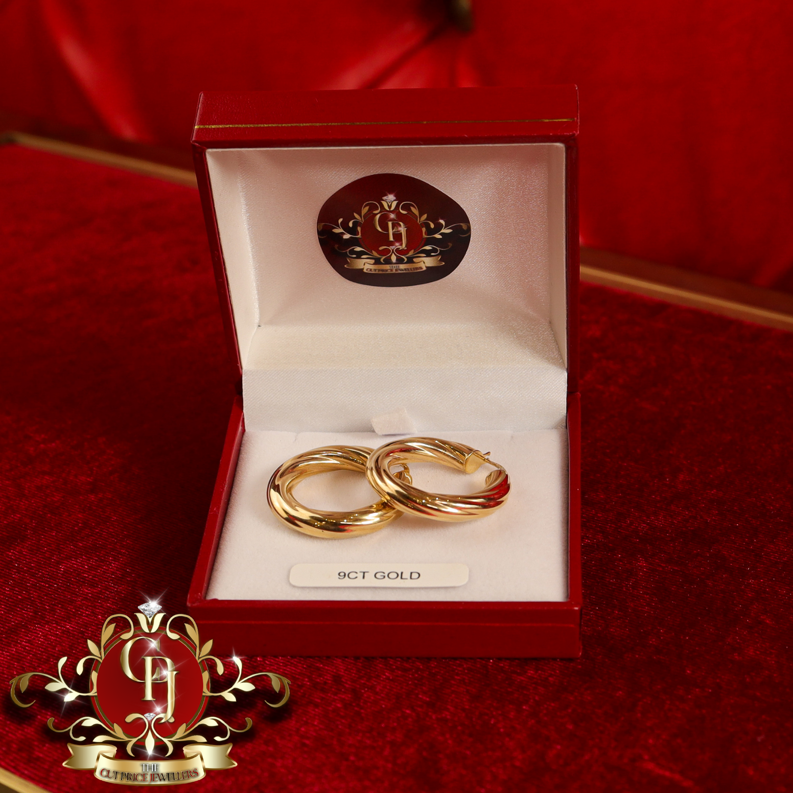 9ct "Christina" Twist Hoop Earrings