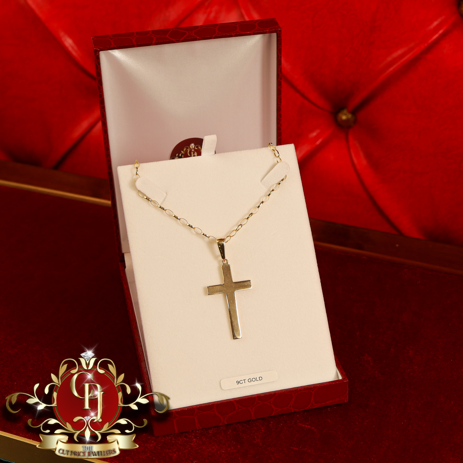 9ct Solid Gold Cross with Chain