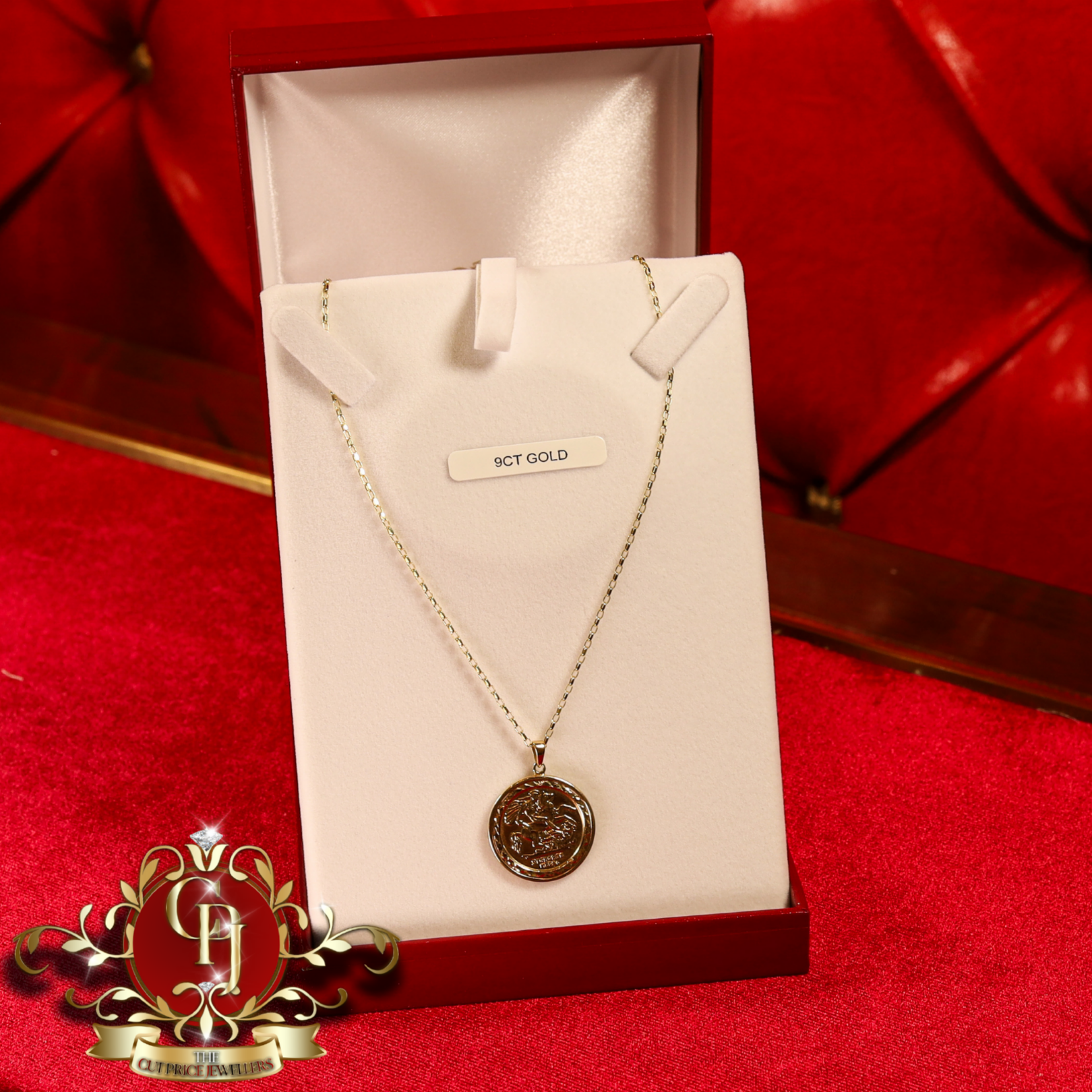 9ct Gold Gentlemen's St. George Pendant with Standard Chain