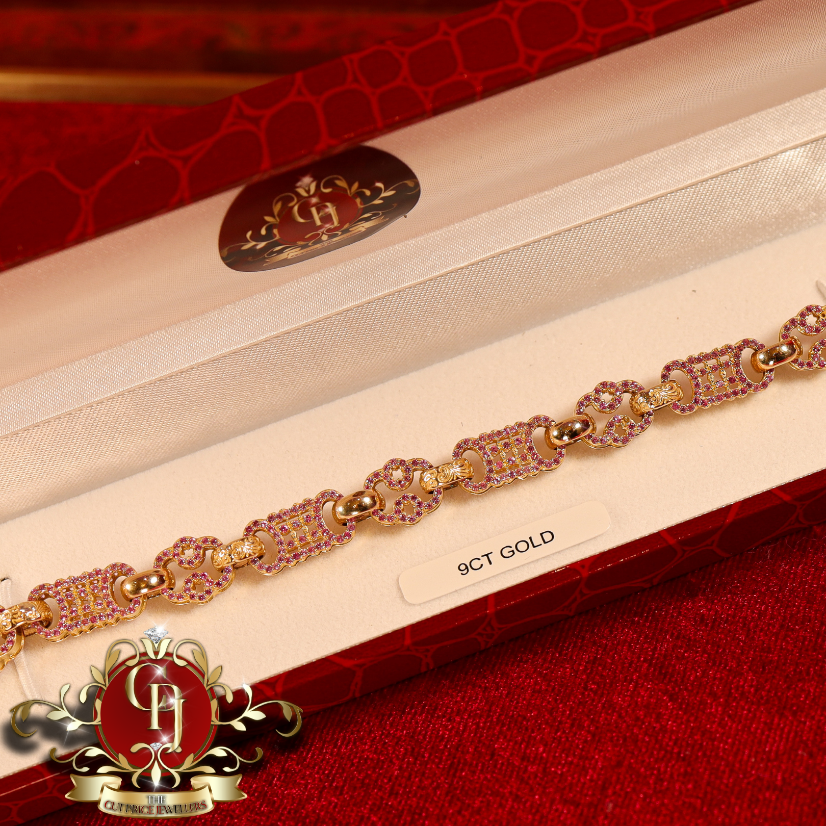 9ct Gold Stars & Bars Bracelet