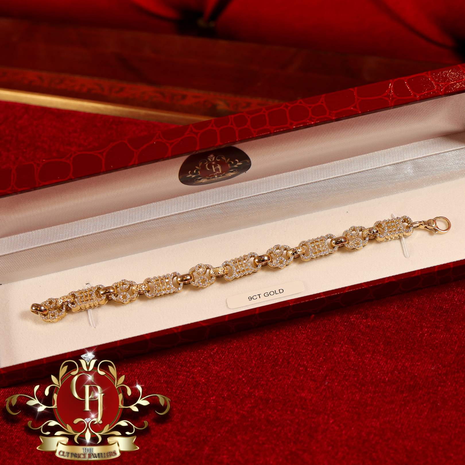 9ct Gold Stars & Bars Bracelet
