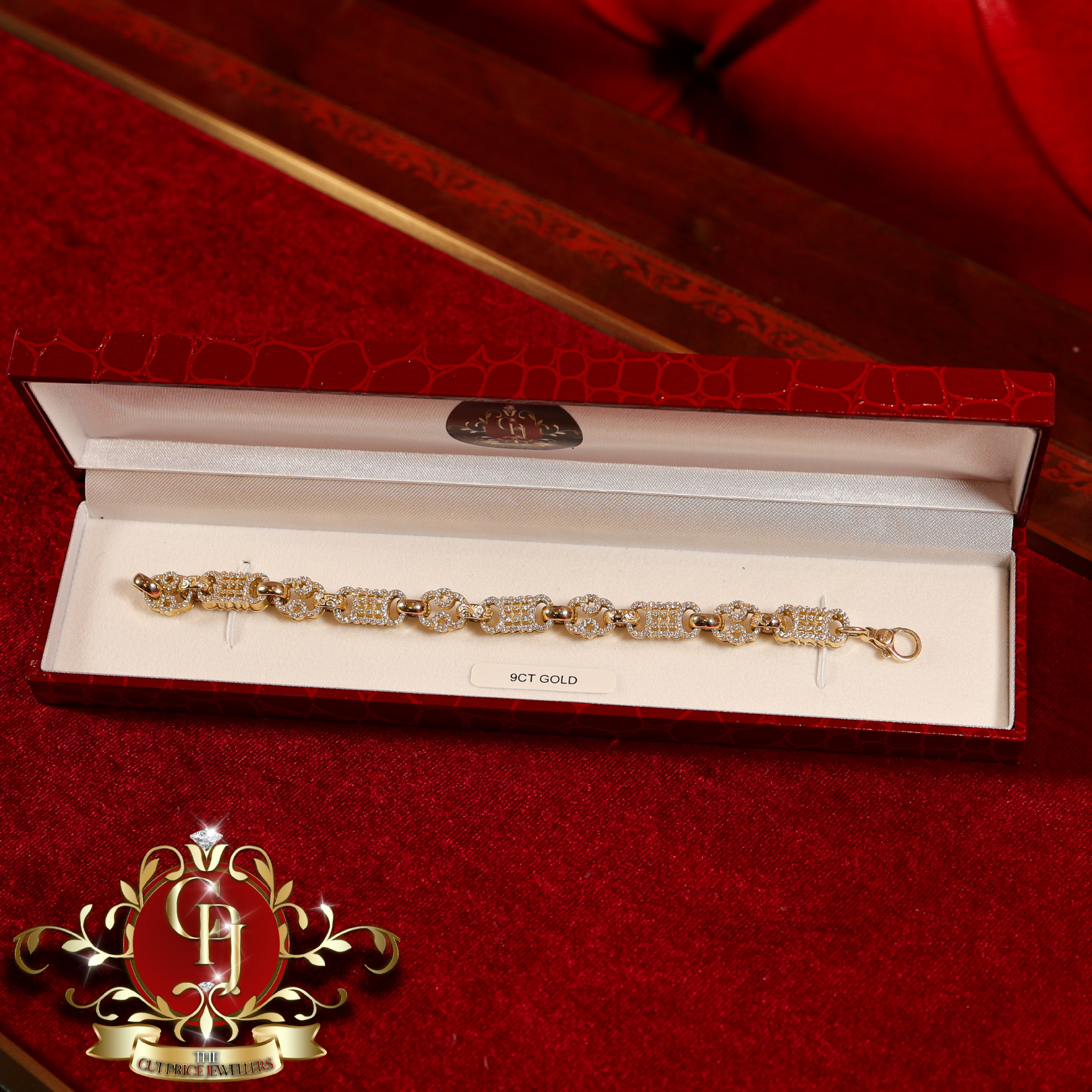 9ct Gold Stars & Bars Bracelet