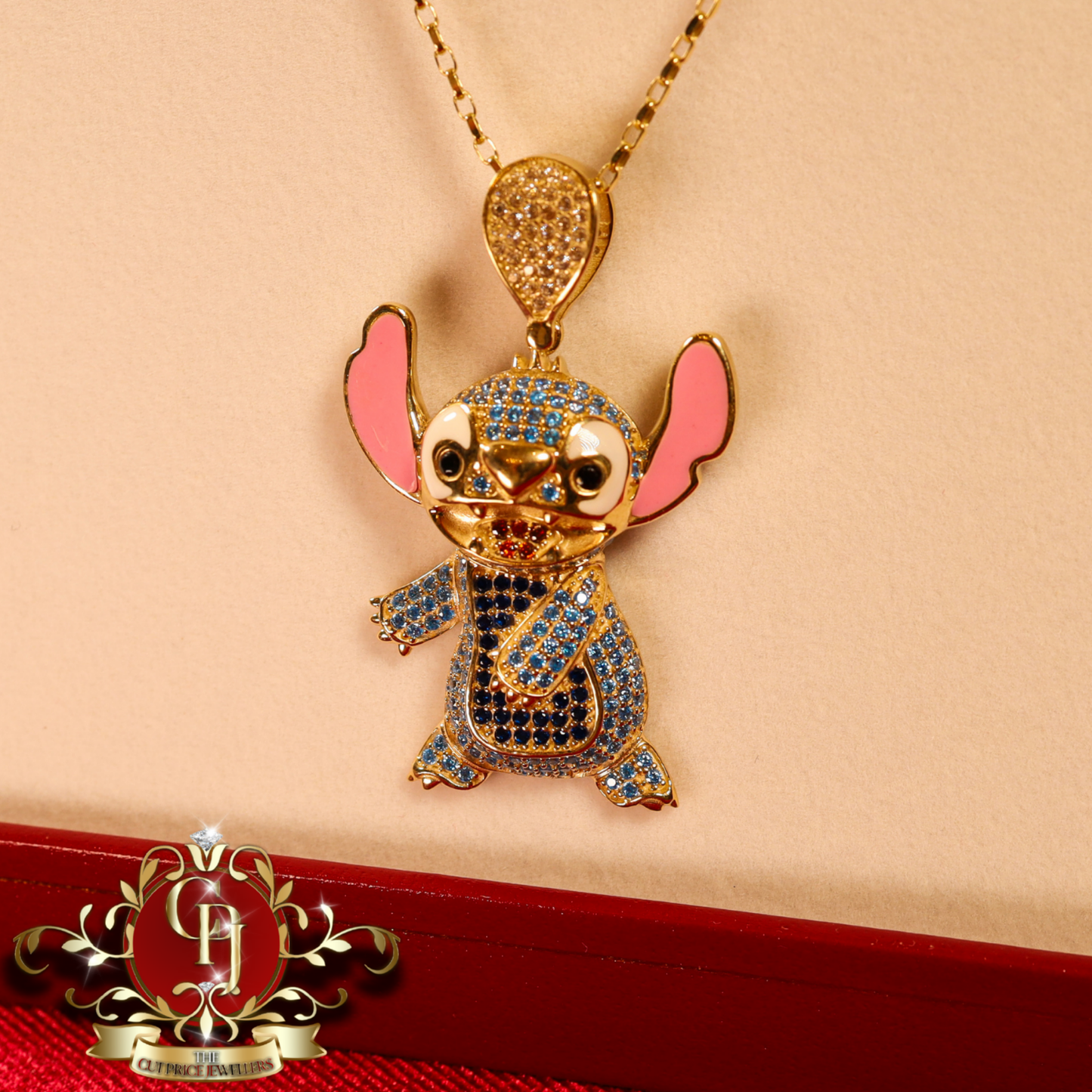 9ct Gold "Stitch" Pendant with Standard Chain | The Cut Price Jewellers