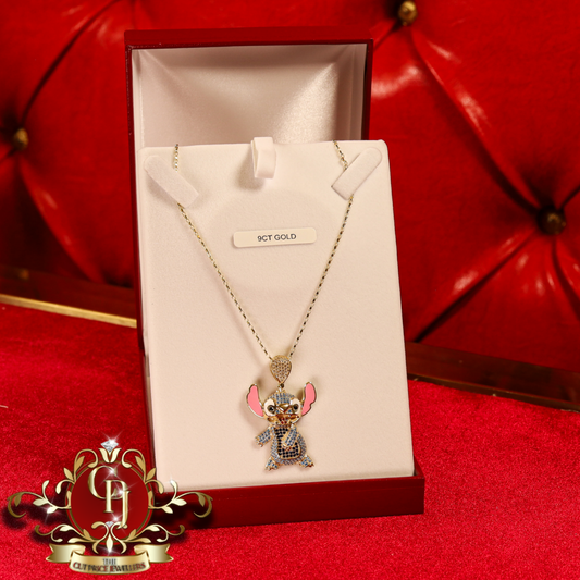 9ct Gold "Stitch" Pendant with Standard Chain | The Cut Price Jewellers