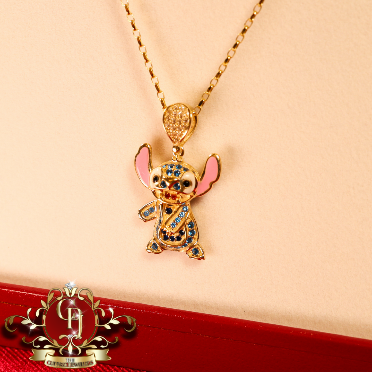 9ct Gold "Stitch" Pendant with Standard Chain | The Cut Price Jewellers