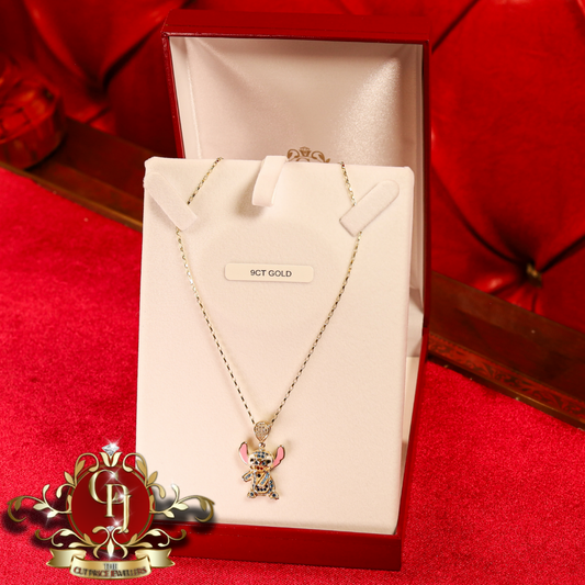9ct Gold "Stitch" Pendant with Standard Chain | The Cut Price Jewellers