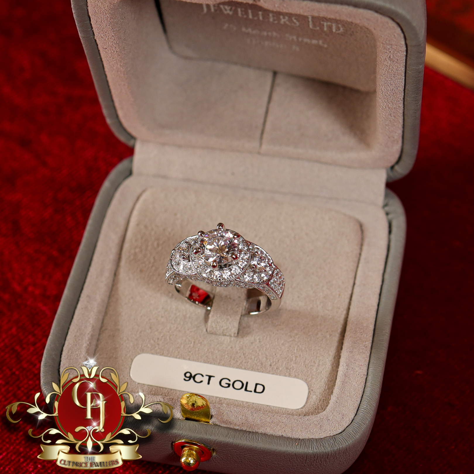 9ct White Gold "Rose" Ring with Cubic Zirconia