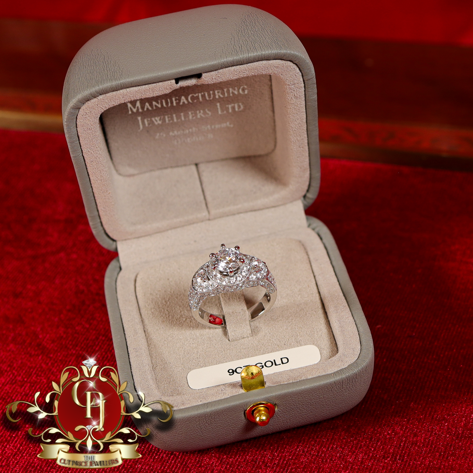 9ct White Gold "Rose" Ring with Cubic Zirconia