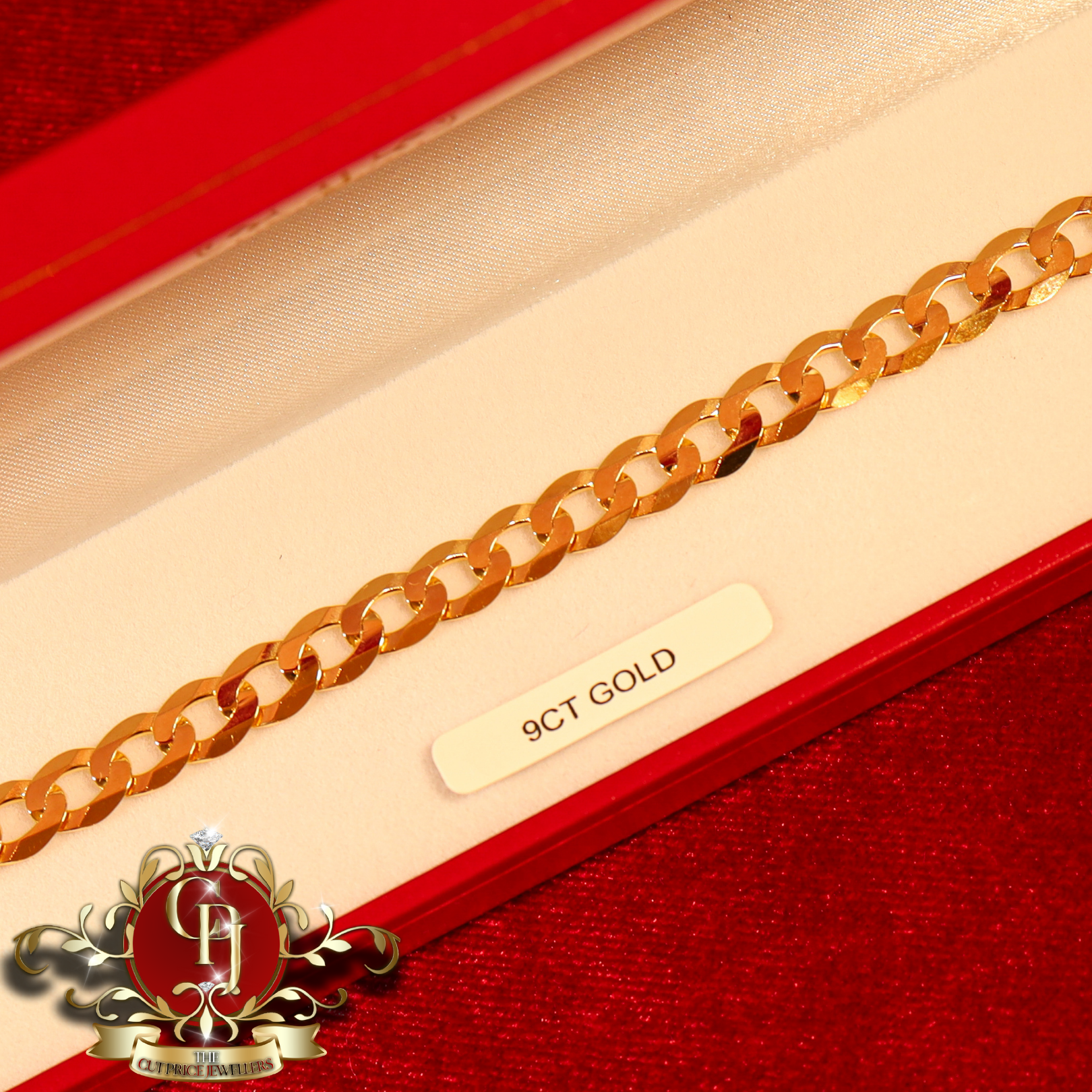 9ct Gold Flat Curb Bracelet