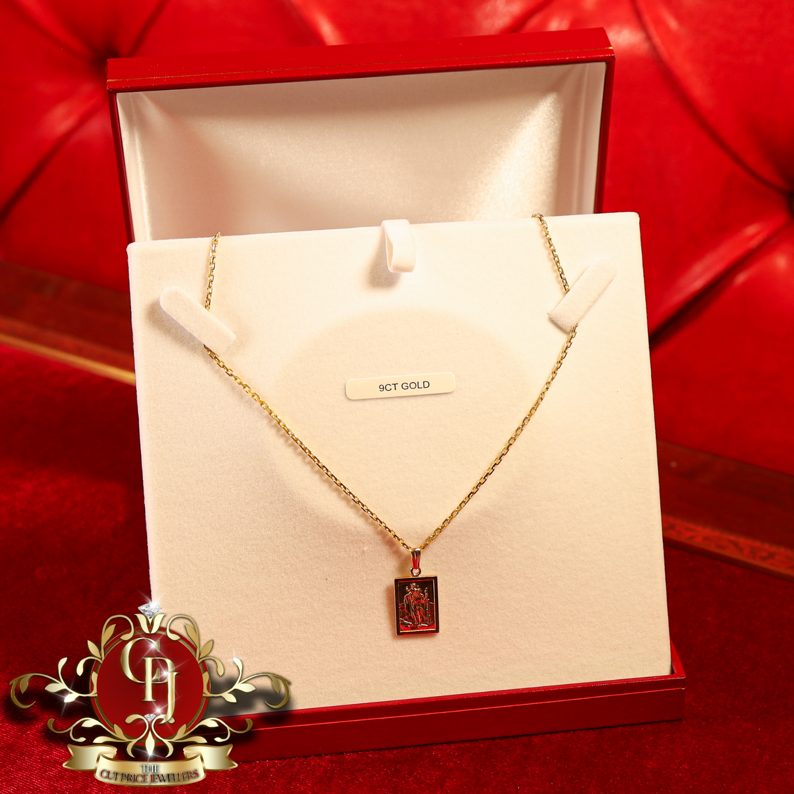 9ct Gold Gentlemen's St. Christopher Pendant with Chain