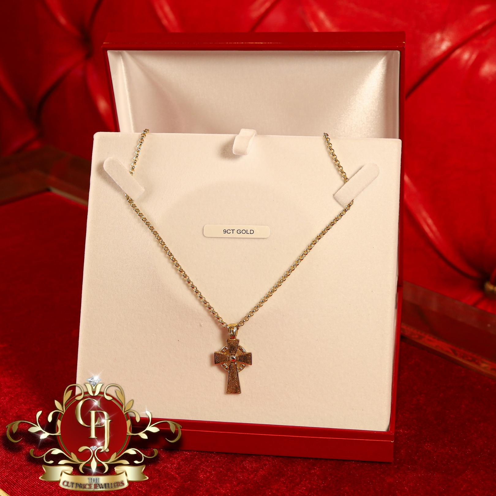9ct Gold Celtic Cross & Chain